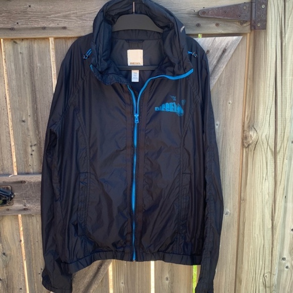 Diesel Post Lux Men Light Windbreaker Jacket Black Size Large